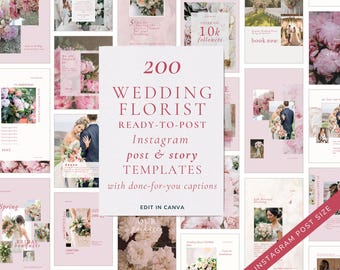 Wedding Florist Instagram Templates, Floral Design, Canva (Digital Download)