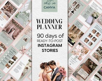 90 Wedding Planner Instagram Story Template, Editable Instagram Story Template, Canva Instagram Templates for Wedding Planner, Sage Green
