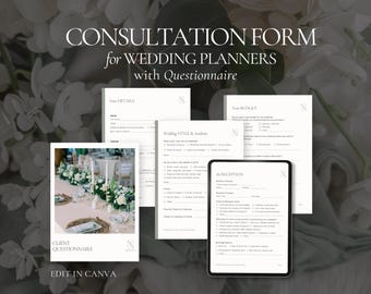 Wedding Planner Consultation Form, Editable Questionnaire Template, Client Questionnaire for Wedding Event Client Onboarding, Sage Green