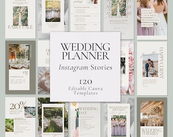 Mallar för Instagram-stories för bröllopsplanerare, Canvas kit för sociala medier (120 mallar)