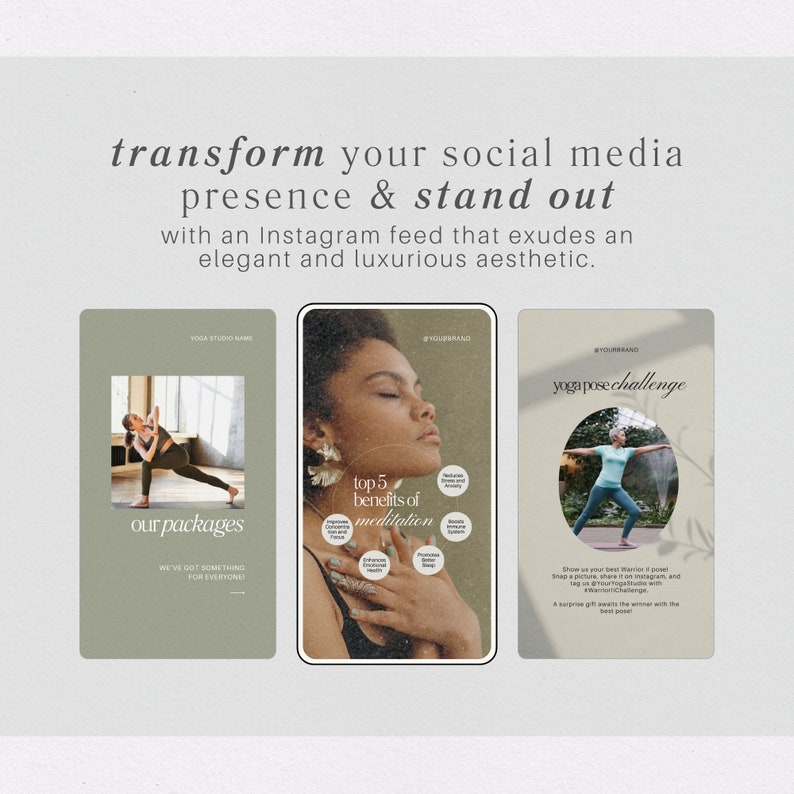 100 Yoga Studio Instagram Template Bundle, Canva Instagram Story ...