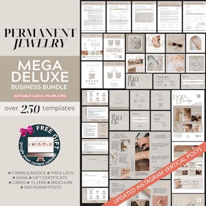 Dauerschmuck Business Starter Kit, Business Bundle, Permanentschmuck Marketing mit Einverständniserklärung, Instagram Posts, Care Card, Neutral