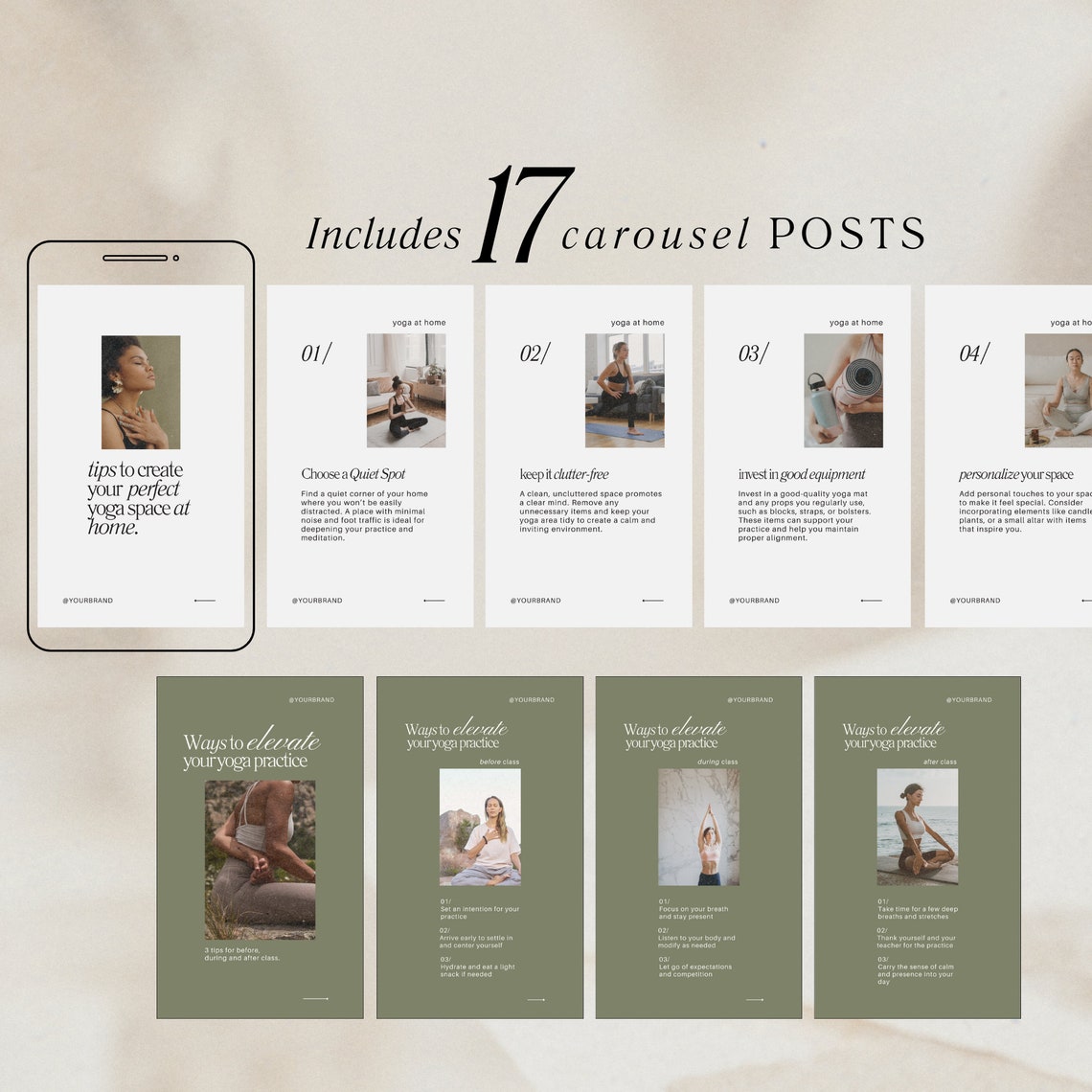 100 Yoga Studio Instagram Template Bundle, Canva Instagram Story ...