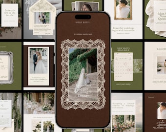 Quiet Luxury Wedding Planner Instagram Templates, Canva Social Media Bundle