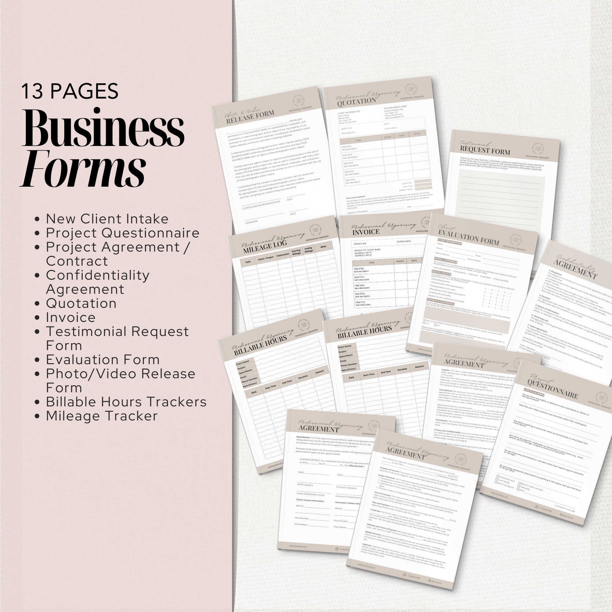 Organizing Forms Professional Organizer Forms Bundle With Home Organizer Flyer ...