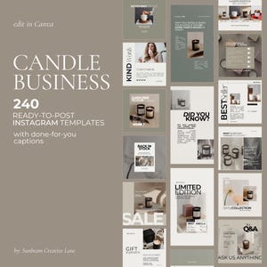 Candle Instagram Template Bundle, Canva Social Media Templates, Social Media Captions, Instagram Templates for Candle Business Marketing