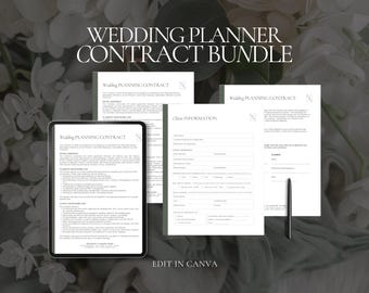 Wedding Planner Contract Template Bundle, Editable Forms (Canva)