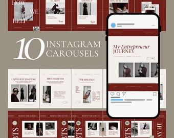 Business Coach Instagram Carousel Templates, Minimalist Canva Social Media Kit (Digital Download)