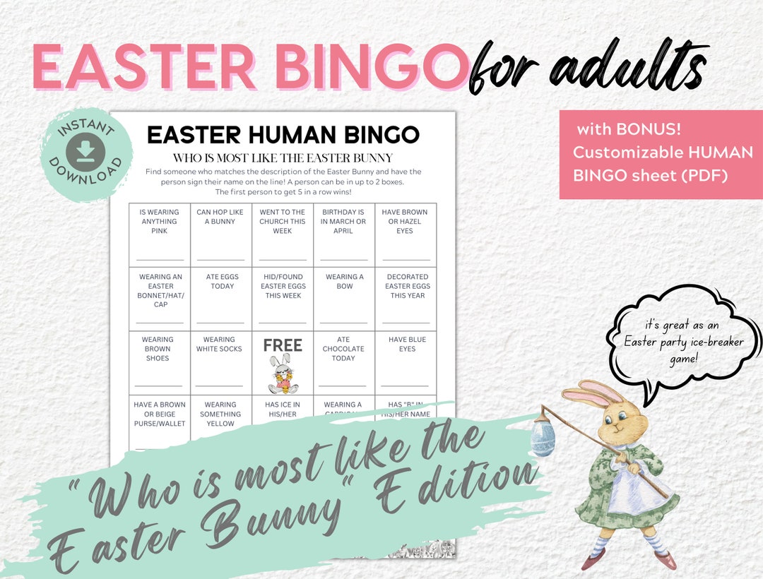 Easter Bingo for Adults Get to Know You Bingo Find the Guest Etsy Canada