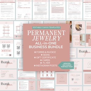 Permanente sieraden Business Starter Kit Permanente toestemmingsformulieren voor sieraden Permanente sieraden Instagram-berichten Sjablonen, permanente sieradenhulpmiddelen