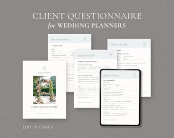 Wedding Planner Client Questionnaire Template, Wedding Client Onboarding Form, Client Questionnaire for Wedding Planner, Pre-consultation