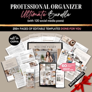 Professional Organizer Templates with Contract, Intake Form, Proposal, Home Organizing Instagram Posts for Professional Organizing Business