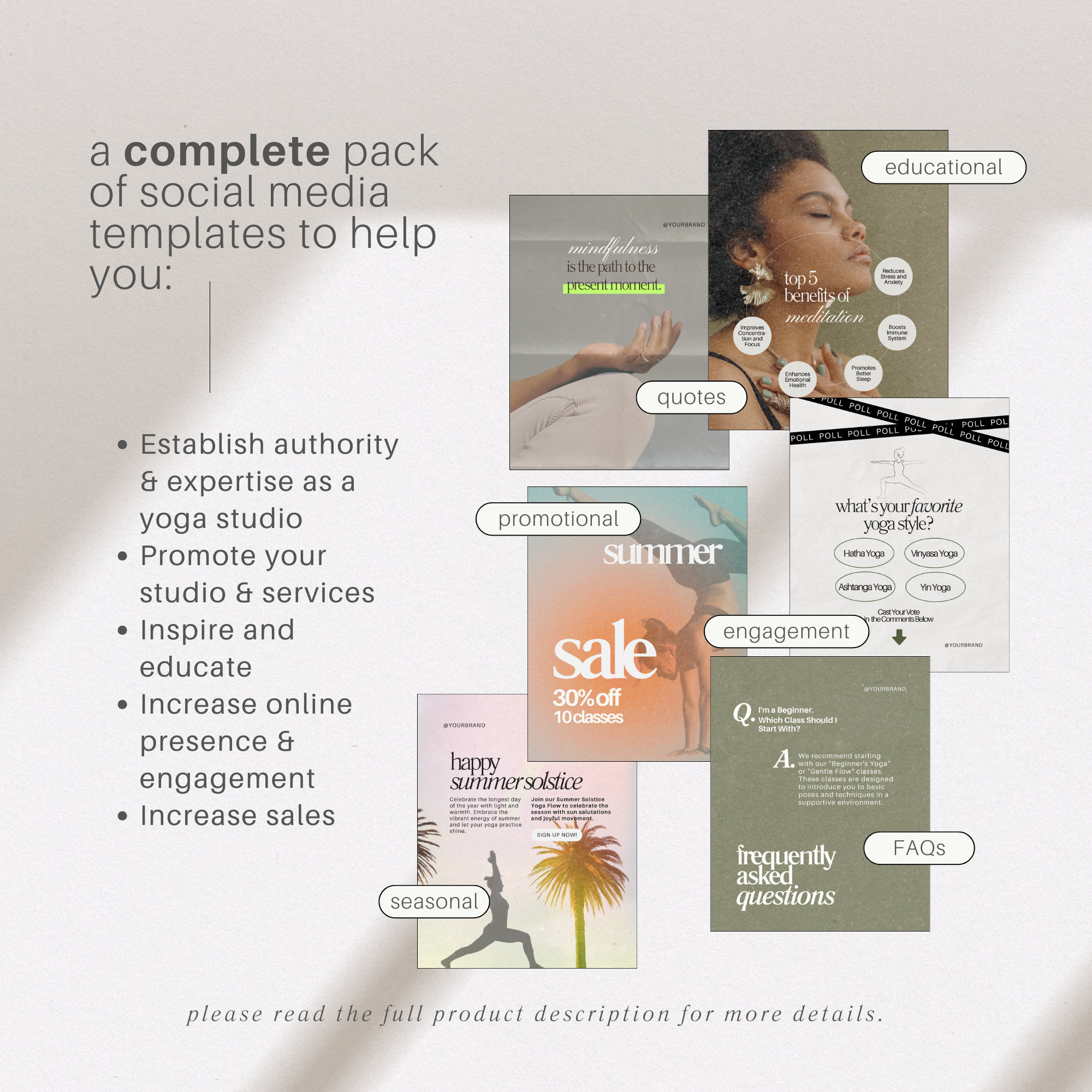 100 Yoga Studio Instagram Template, Editable Yoga Social Media ...