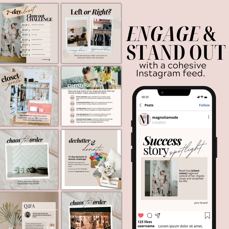 Home Organizing Instagram Post, Home Organization Instagram Templates, Canva Social Media Templates for Home Organizer, Realtor, Interior image 4