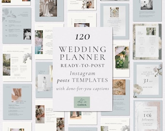 120 Wedding Planner Social Media Posts, Wedding Planner Social Media Templates, Canva Instagram Templates for Wedding Planner Marketing, Lux