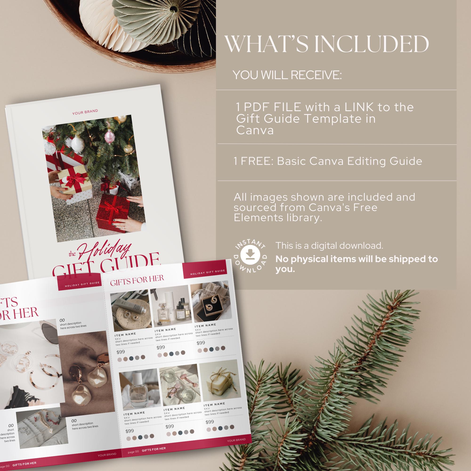 Holiday Gift Guide Canva Template, Christmas Product Catalog, Canva ...