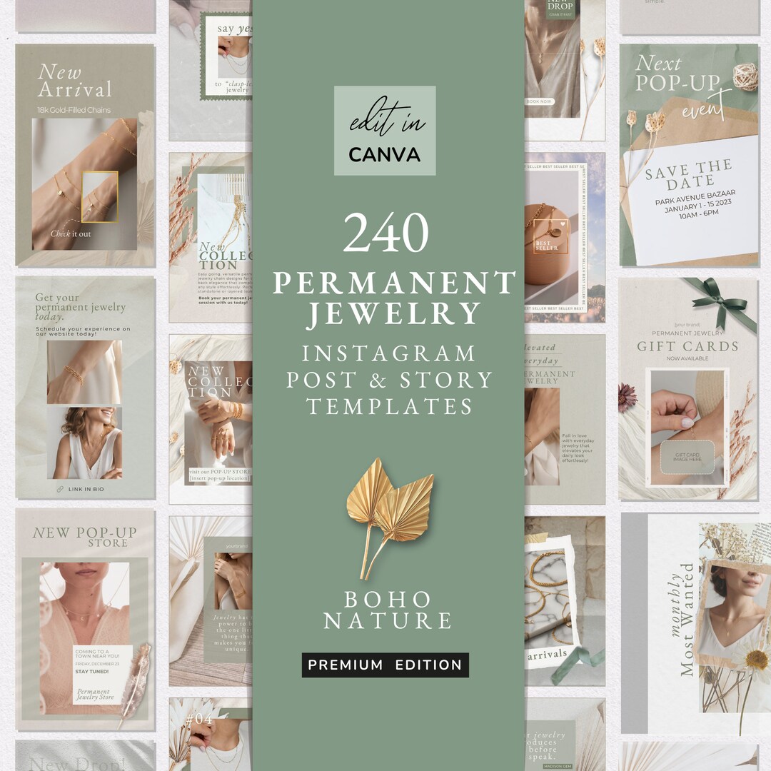 Permanent Jewelry Social Media Posts and Story, Canva Social Media ...