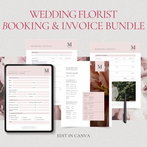 Wedding Florist Invoice and Booking Template, Editable Canva Template, Florist Wedding Invoice, Business Forms for Wedding Florist Business