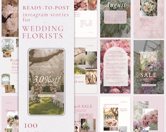Wedding Florist Instagram Story Templates, Canva Social Media (Digital Download)