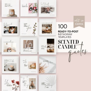 Minimalist Candle Quotes Instagram Template, Candle Business Instagram Template , Canva Social Media Template for Candle Business Branding