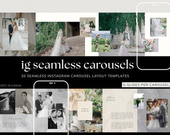 Instagram carousel for photographers, Canva Carousel Layout Social Media Template,  Seamless Carousel Post for Wedding Planner, Photographer