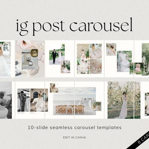Photographer Instagram Carousel Templates, Editable Canva Carousel Social Media Templates,  Seamless Carousel Post for Wedding Photographers