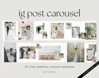 Photographer Instagram Carousel Templates, Editable Canva Carousel Social Media Templates,  Seamless Carousel Post for Wedding Photographers