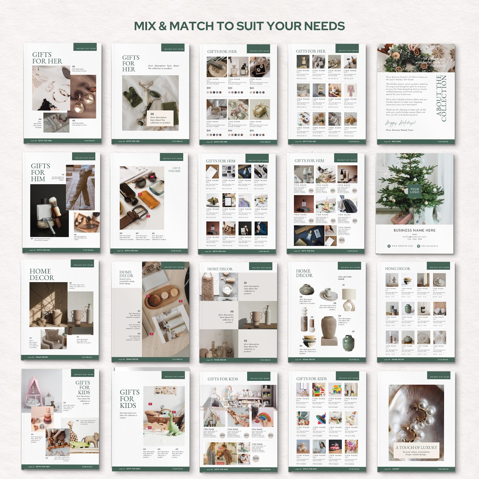 Holiday Gift Guide Canva Template, Christmas Product Catalog, Canva ...