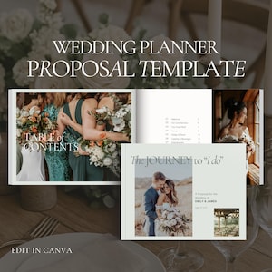 Modelo de proposta de planejador de casamento, modelo de proposta editável do Canva, modelo de proposta de evento de casamento do cliente para negócios de planejador de casamento