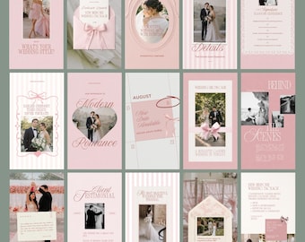 Wedding Planner Instagram Story Templates,  Event Business Marketing, Pink Social Media Bundle (Canva)