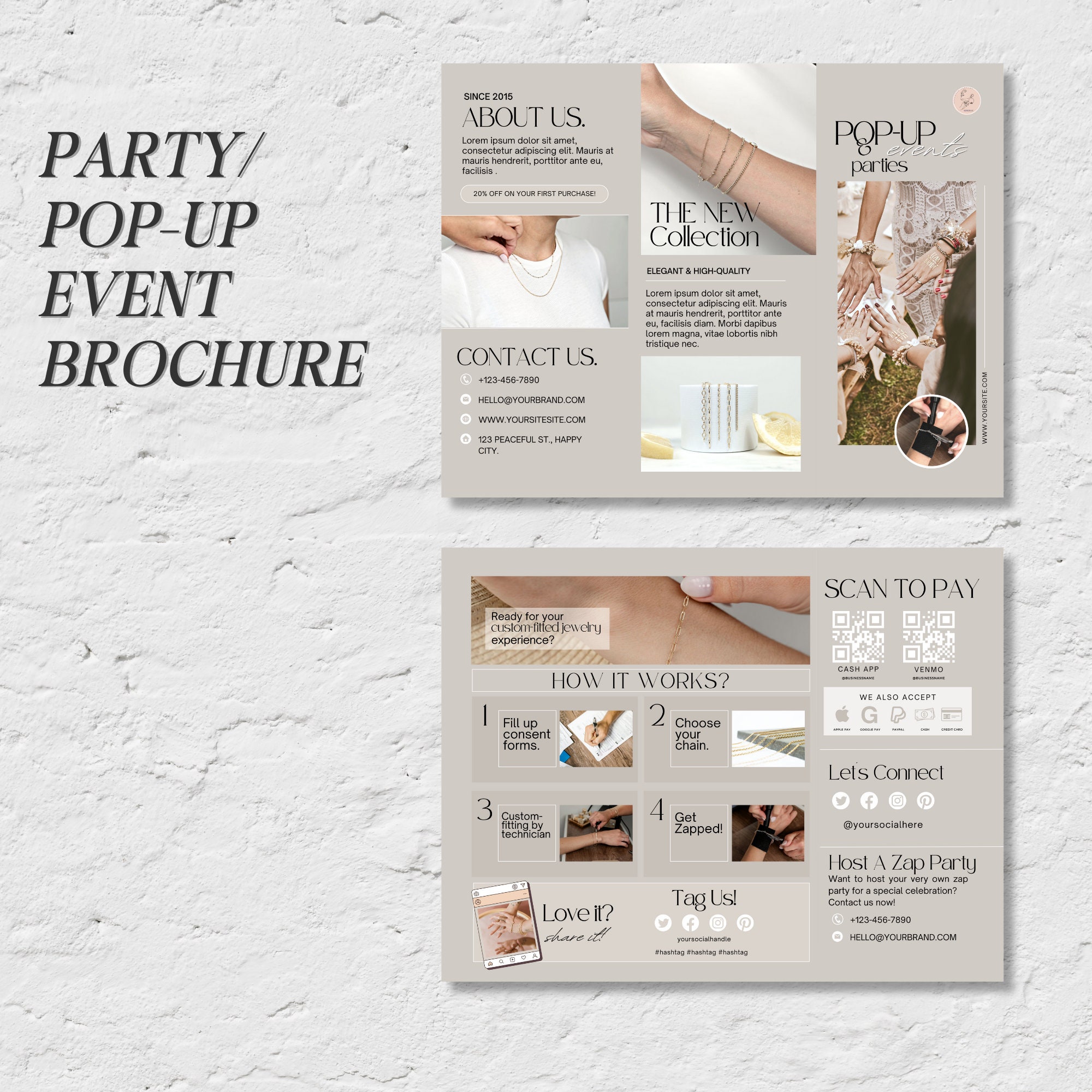 Permanent Jewelry Brochure, Canva Marketing Templates, Permanent