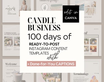 Minimalist Candle Instagram Posts Template and Caption, Canva Social Media Template and Captions, Social Media Posts for Candle Business