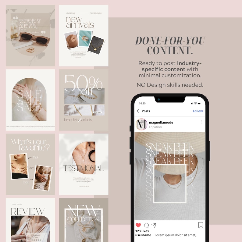 Editable Permanent Jewelry Social Media Posts | Canva Instagram ...