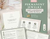 BOHO Green Permanent Jewelry Care Card Template, Permanent Jewelry Warranty Card, Canva Template, Care Cards for Permanent Jewelry Business