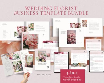 Wedding Florist Business Template Bundle, Canva Templates (Digital Download)