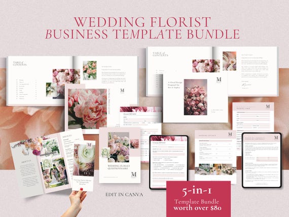 Wedding Florist Business Template Bundle, Canva Templates (Digital Download)