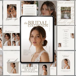 Prijsgids bruidshaar en make-up, bewerkbare canvassjabloon voor schoonheidsprofessionals, MUA-servicebrochure bruiloft