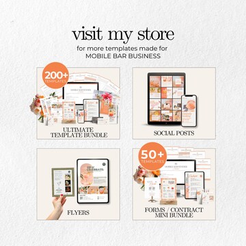 Mobile Bar Business Card Template, Editable Digital Business Card Template, QR Code Business Card Template for Mobile Bar Business Owner