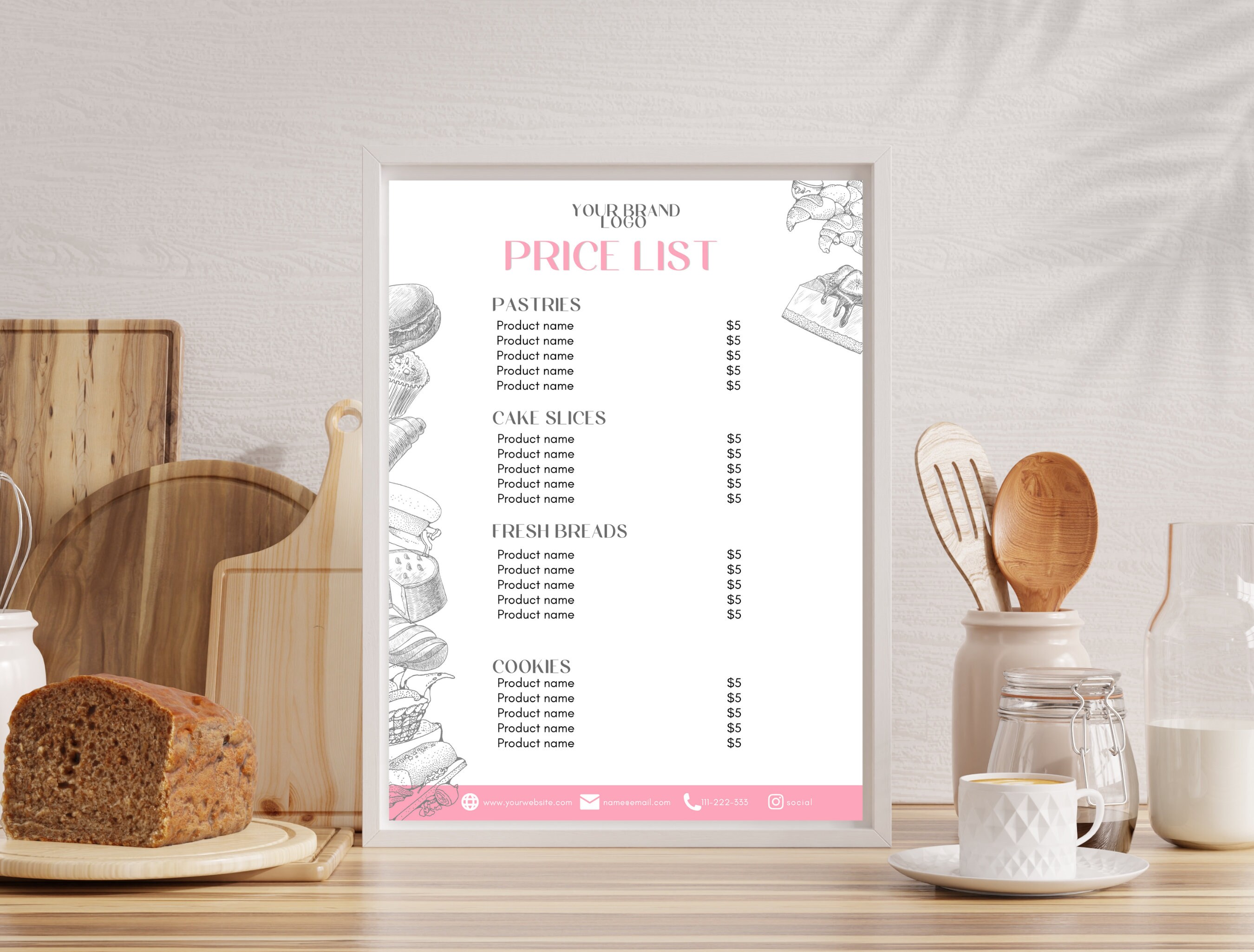Bakery Price List Price List Template Bakery Menu Canva Etsy