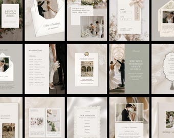 Wedding Planner Instagram Templates, Quiet Luxury Social Media Bundle (Canva)