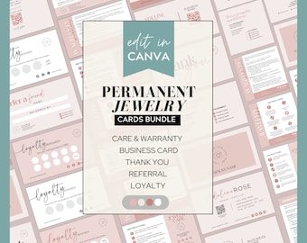 Permanent Jewelry Business Starter Kit with Warranty Care Card Permanent Jewelry Thank You Card Permanent Jewelry Business Card CT08