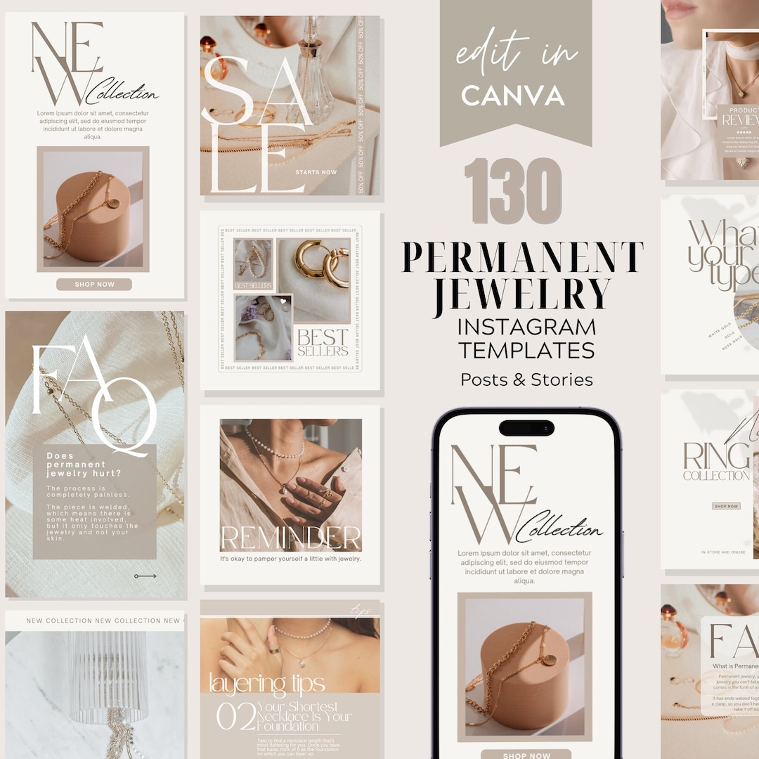 Permanent Jewelry Social Media, Editable Permanent Jewelry Instagram Post  Templates, Permanent Jewelry Marketing and Business Starter Kit 