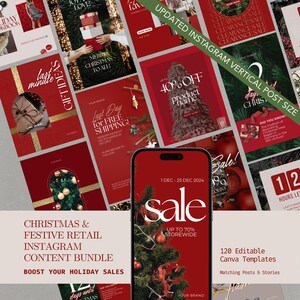 Christmas Instagram Templates, Canva Holiday Social Media Templates, Christmas Holiday Flyer, Instagram Templates for Holiday Marketing