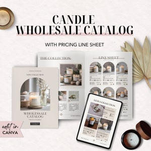 BOHO Candle Wholesale Catalog, Candle Wholesale Catalog Template, Product Line Sheet, Canva Template Wholesale Catalog for Candle Business