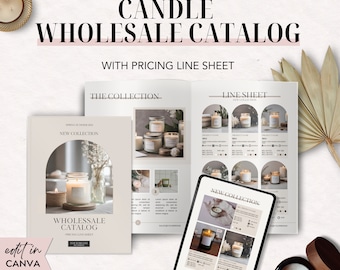 Boho Candle Wholesale Catalog Template, Product Line Sheet (Canva)