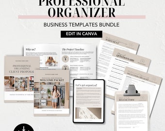 Professional Home Organizer Templates Bundle, Contract, Intake Form, Client Welcome Packet, Proposal (Canva)
