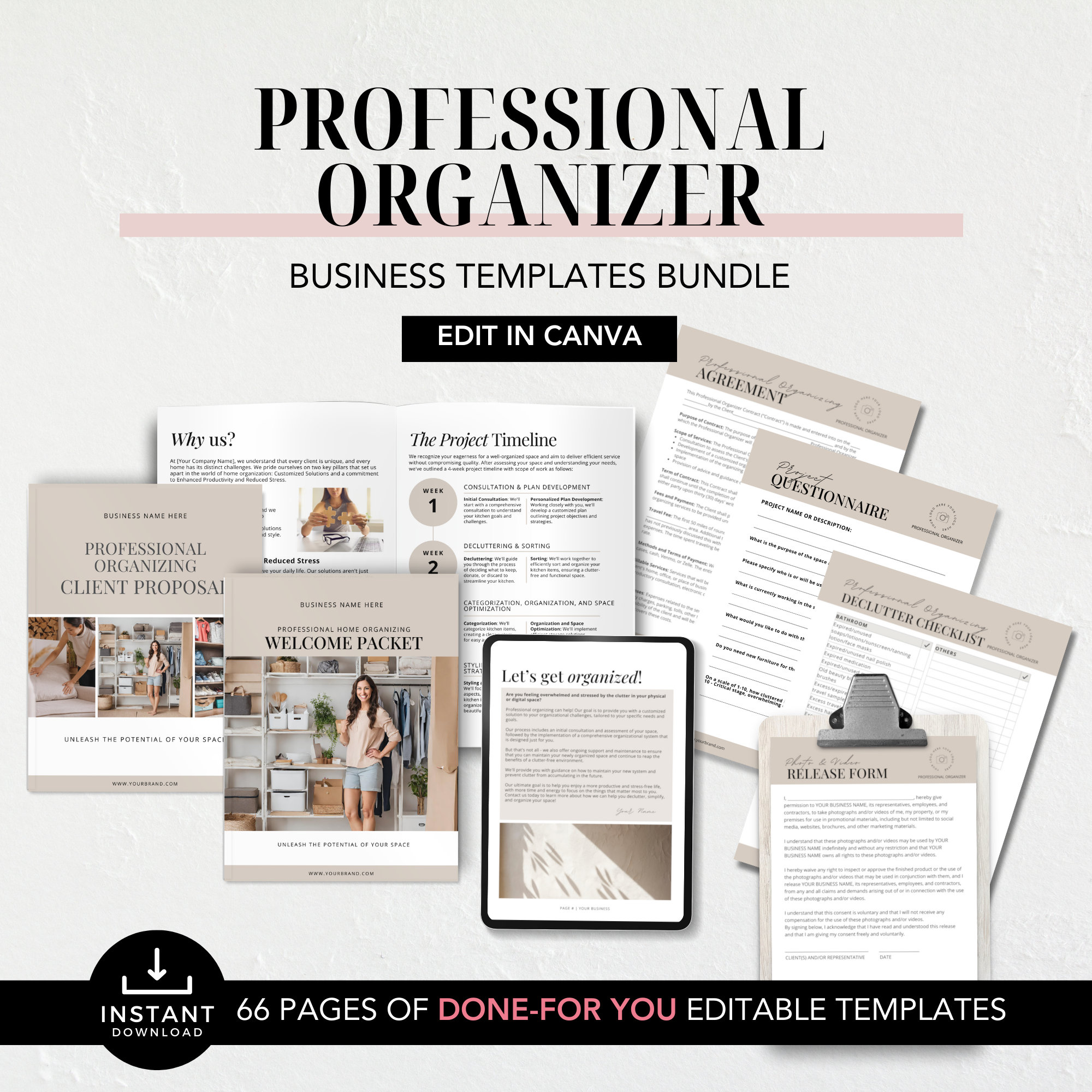 Professional Organizer Templates With Home Organizer Contract
