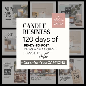 Candle Business Instagram Template and Caption, Canva Social Media Templates, Social Media Captions, Instagram Templates for Candle Business