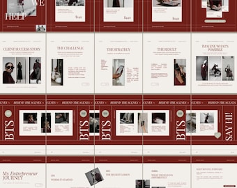 Minimalist Instagram Carousel Templates, Burgundy Beige Clean Social Media Kit (Digital Download)