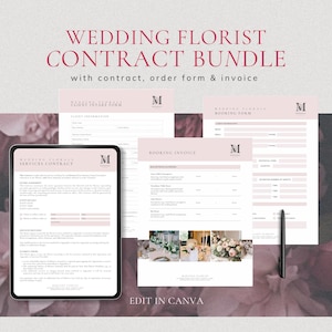 Wedding Florist Contract Template, Editable Florist Agreement, Floral Event Order, Florist Invoice, Service Contract for Wedding Florists